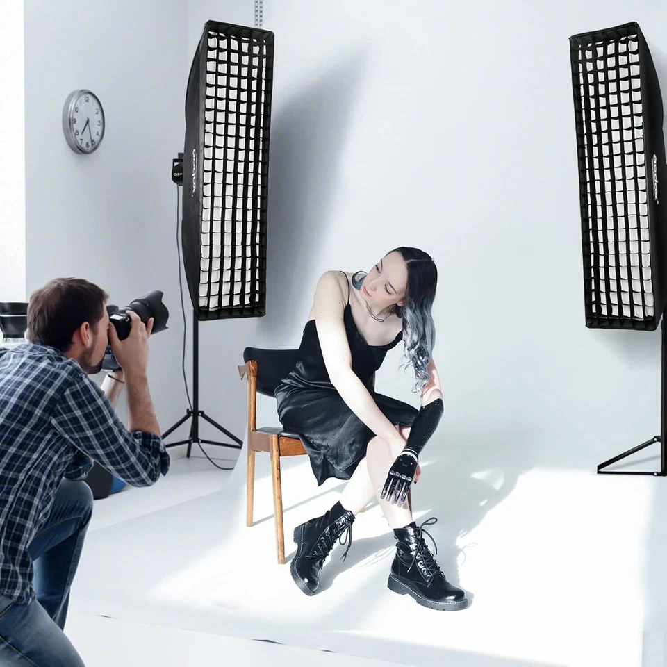 US 2x Godox 35x160cm Honeycomb Grid Softbox Bowens Mount Softbox fr Studio Flash - Image 3 of 4