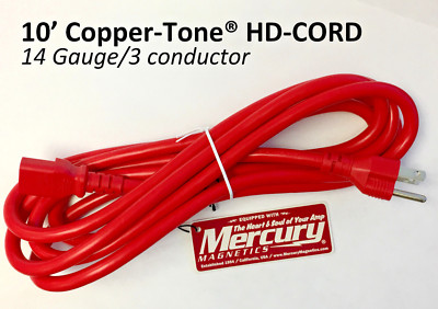2-Pack 6ft Heavy Duty Power Cords - Copper-Tone, 14AWG, For Audio Amps, Guitar Rigs 2 thumbnail image