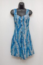 Vintage womens dress blue animal print mini S 90s