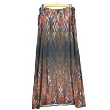 Siberian Bohemian Full Length Maxi Skirt M Zip Back Zig Zag Dual Side Tie EU 40