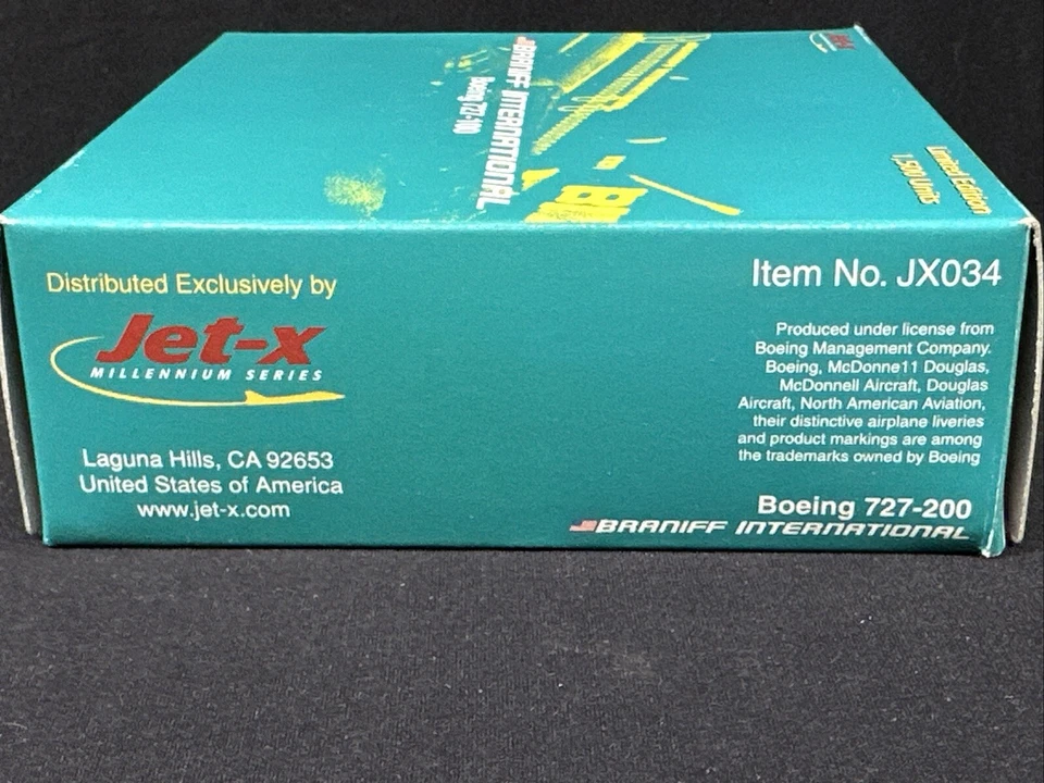 Avión diecast verde Jet-X Braniff International Boeing 727-100 1:400 JX034 Foto 4 de 4