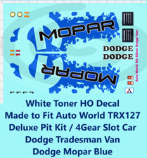 White Toner HO Decal Made for Auto World 4Gear Dodge Tradesman Van Blue Flair
