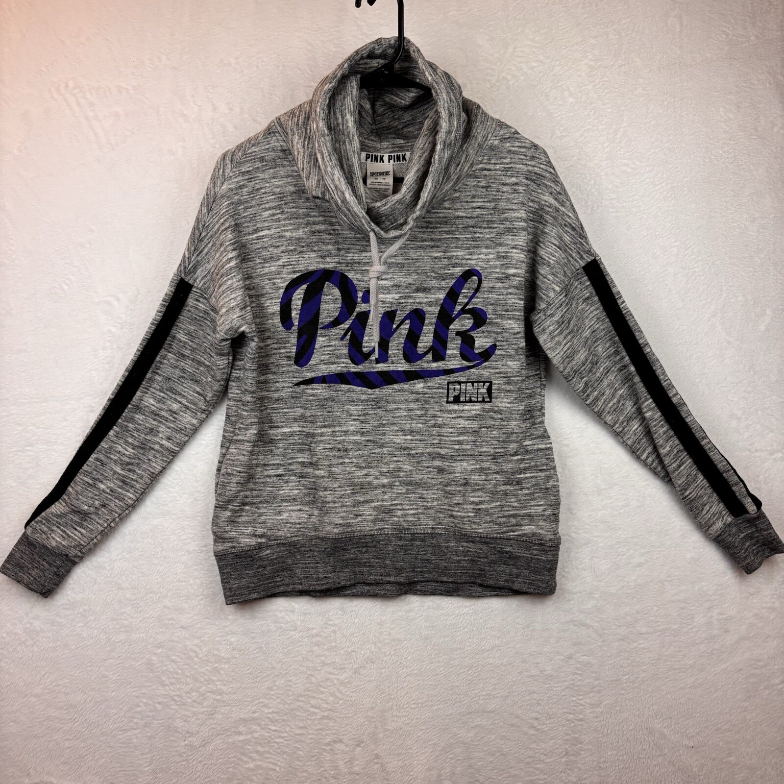 Victoria Secret PINK High-Neck Cowl Pullover Sweater in Gray Marl Size XS
