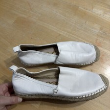 Sam Edelman Women s Shoe Khloe Espadrille Loafer Flats White Leather Sz 6.5