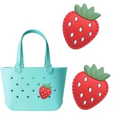 Premium Strawberry Charms 2 PCS for Bogg Bag PVC Rubber Inserts Accessories