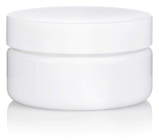 6 Pack 2 oz White Low Profile Shallow PET Plastic Jar White Lid Cosmetic