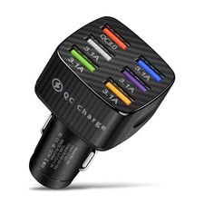 6 USB 15A QC3.0 Car Charger Cigarette Lighter Slot Super Fast Charging Adapter d