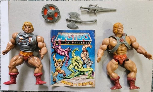 Lot of 30 Vintage Masters of the Universe figures,11.5 comics,  and Battle Bones