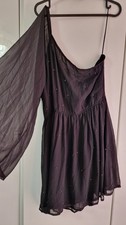 NEW LOOK black one sleeve off shoulder summer evening party shirt dress diamond