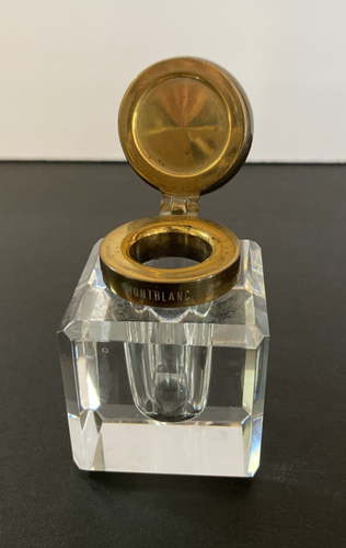 Montblanc Inkwell Hand-Cut Lead Crystal and Brass Lid Germany - Picture 9 of 13