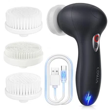 Facial Cleansing Brush Face Scrubber: 3 in 1 Bi-Directional Electric Spin Bru...