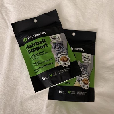 (BUNDLE X2) Pet Honesty Cat Hairball Support Chews Hairball -3.7oz. EX2027