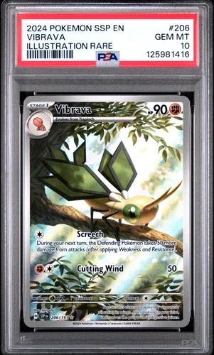 2024 POKEMON SSP EN-SURGING SPARKS ILLUSTRATION RARE #206 VIBRAVA PSA 10