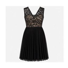 Fifth Park Black Lace Pleated A-Line Sleeveless Short Dress Floral Women Sz 6
