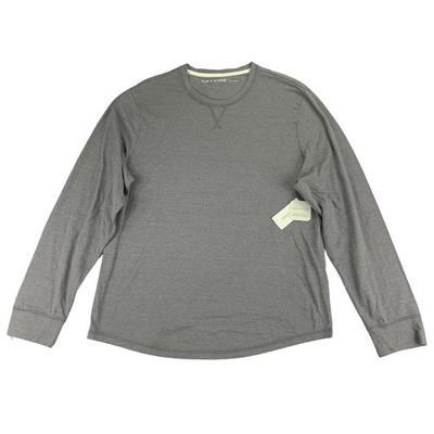 #ad Sun Stone Mens Armor Sun Wash Long Sleeve Solid Pajama T Shirt Gray L $15.97