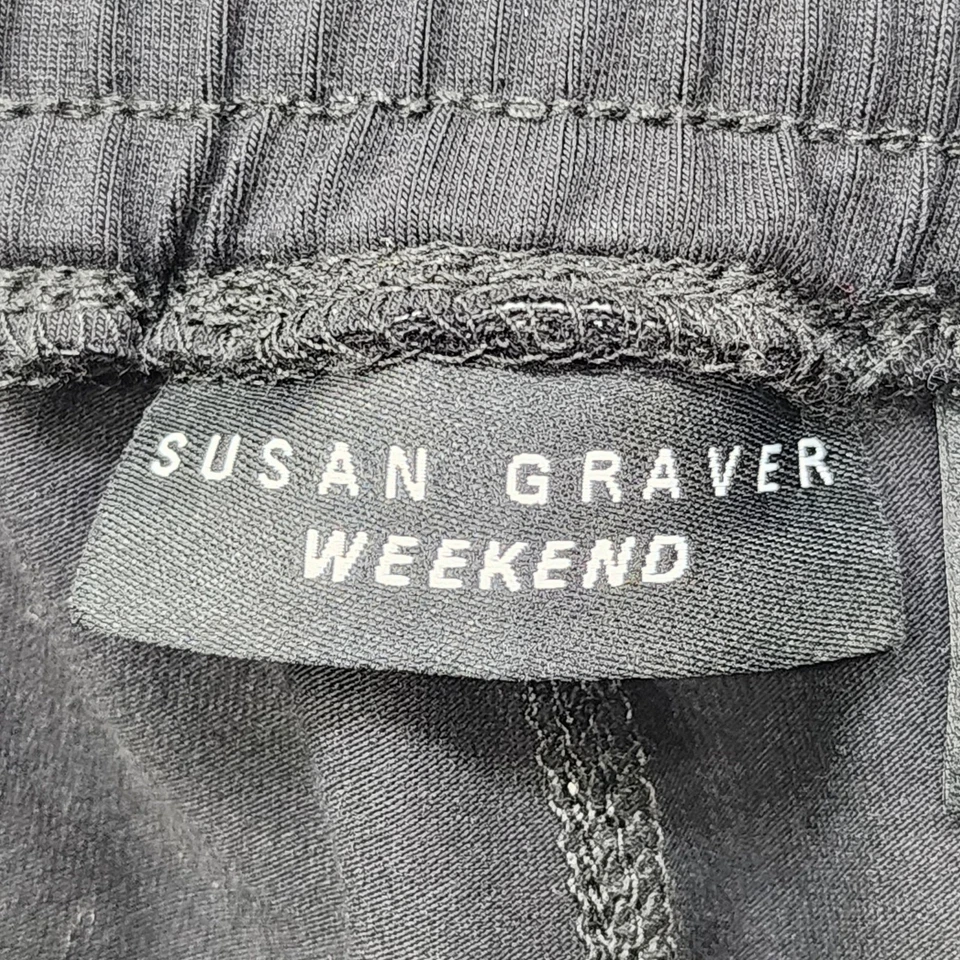 Pantalón de fin de semana Susan Graver para mujer talla M negro tiro alto cargo corto capri Foto 3 de 4