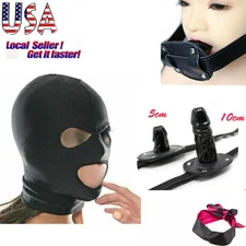 Bondage Plug Open Mouth Gag Head Hood Harness Shibari Rope Eye Ear Mask Cosplay