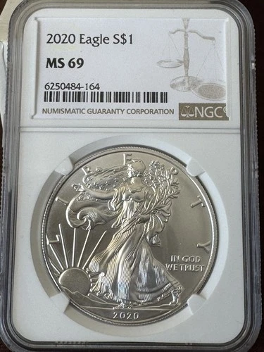 2020 $1 American Silver Eagle NGC MS69 Brown Label