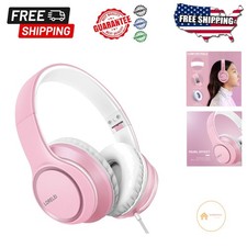 Comfort-Focused Pearl Pink Wired Headphones with Microphone for Music Lovers