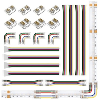 FCOB 12mm 6PIN Connector Kit COB RGBCCT LED Strip Lights LShaped Gapless