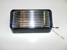 New 12 Volt Rv Porch Light Rectangle Clear Lens Trailer Black Exterior No Switch