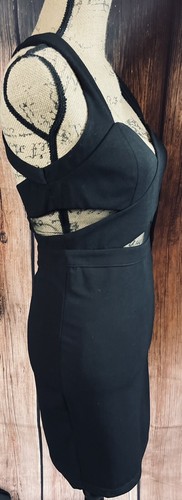 CQ BY CQ CUT OUT BLACK BODY CON LINED MINI DRESS SIZE SMALL - Picture 2 of 12