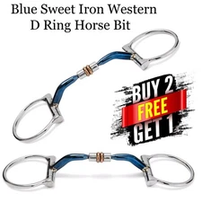 Blue Sweet Iron Western Horse D Ring Bit Copper Roller Snaffle Bit All Sizes