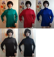 STYLE&CO long sleeve red,green,blue,black,brown gathered turtleneck top,M,LPXL,S
