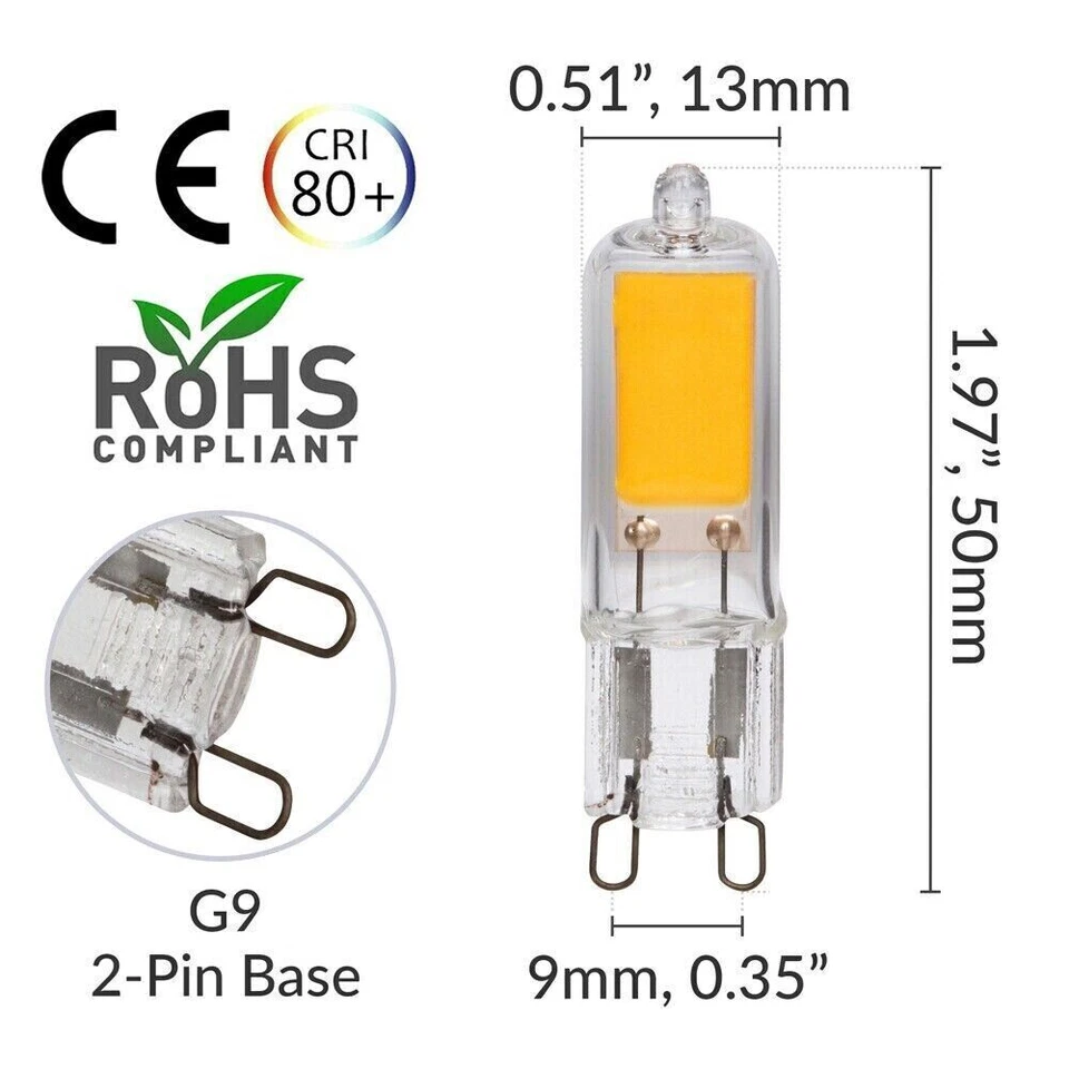 4 x G9 LED Bulb Warm White Dimmable COB 3W=40W Halogen Capsule Wall Light Bulbs - Image 3 of 4