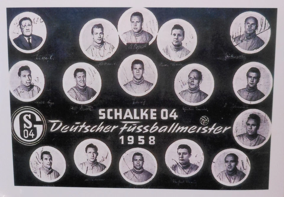 Schalke Deutscher Meister 1958 Foto 18x12,5 cm Fußball Collage Das Team FPF16