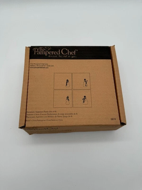 Pampered Chef Snowman Square Appetizer Plates Set of 4 #2819 NIB - Image 3 of 4