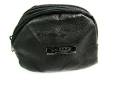 Unisex Super Soft Small Black Genuine Leather Coin Change Key Holder Pouch