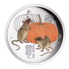 2020 Australia Perth Mint Lunar Mouse Colorized 1/4 oz Silver Coin