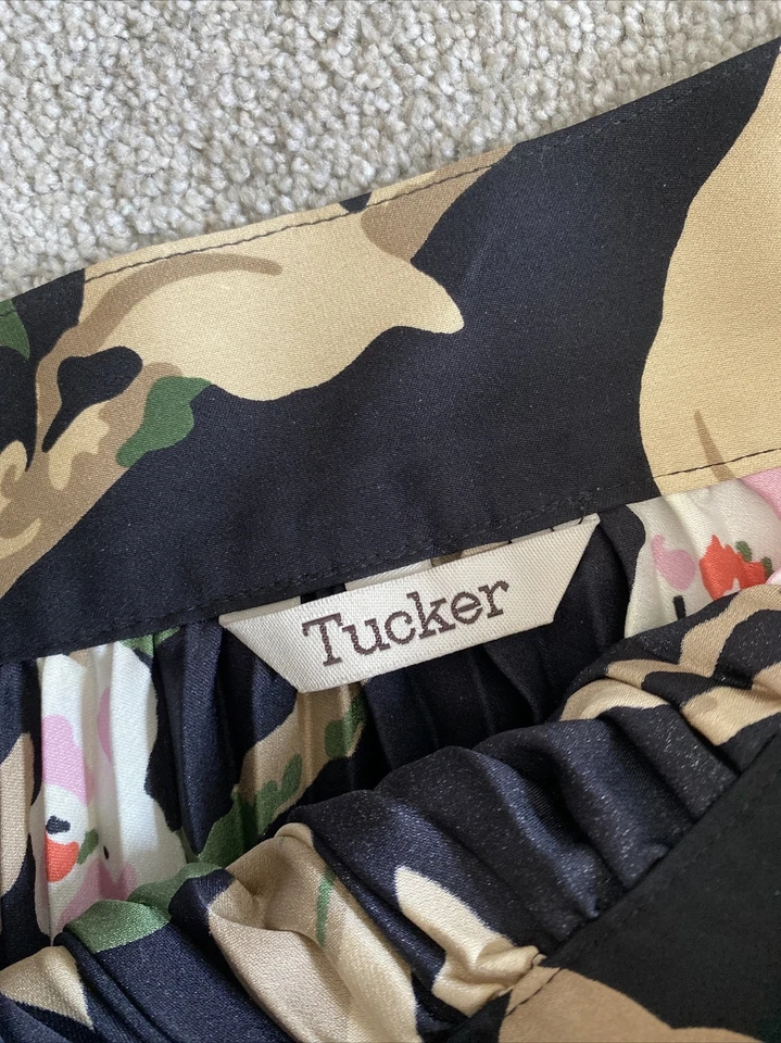 TUCKER Mujer Falda Plisada Seda Talla S Gaby Basora Multicolor Estampado Floral Mini Foto 3 de 4