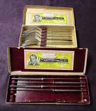 Antique Silverplate Wm. Rogers Mfg Co Knives & Forks Mint Orig Boxes No Monogram