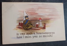 vtg postcard Dutch Boy It Vas Such A Lonesomeness How I Miss You So Mutch