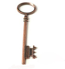 Large Key Pendant Skeleton Key Antique Copper Tone Big Steampunk Charm 80mm