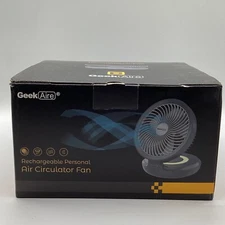 Geek Aire GF6 Rechargeable Personal Air Circulator Fan, GRAY,Night Light,USB,