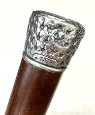 Vintage Antique WWH Sterling Silver Fancy Swagger Knob Walking Stick Cane