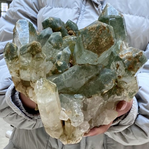 10.71LB Rare Natural Green Ghost Quartz Crystal Cluster Specimen - 第 5/13 張圖片