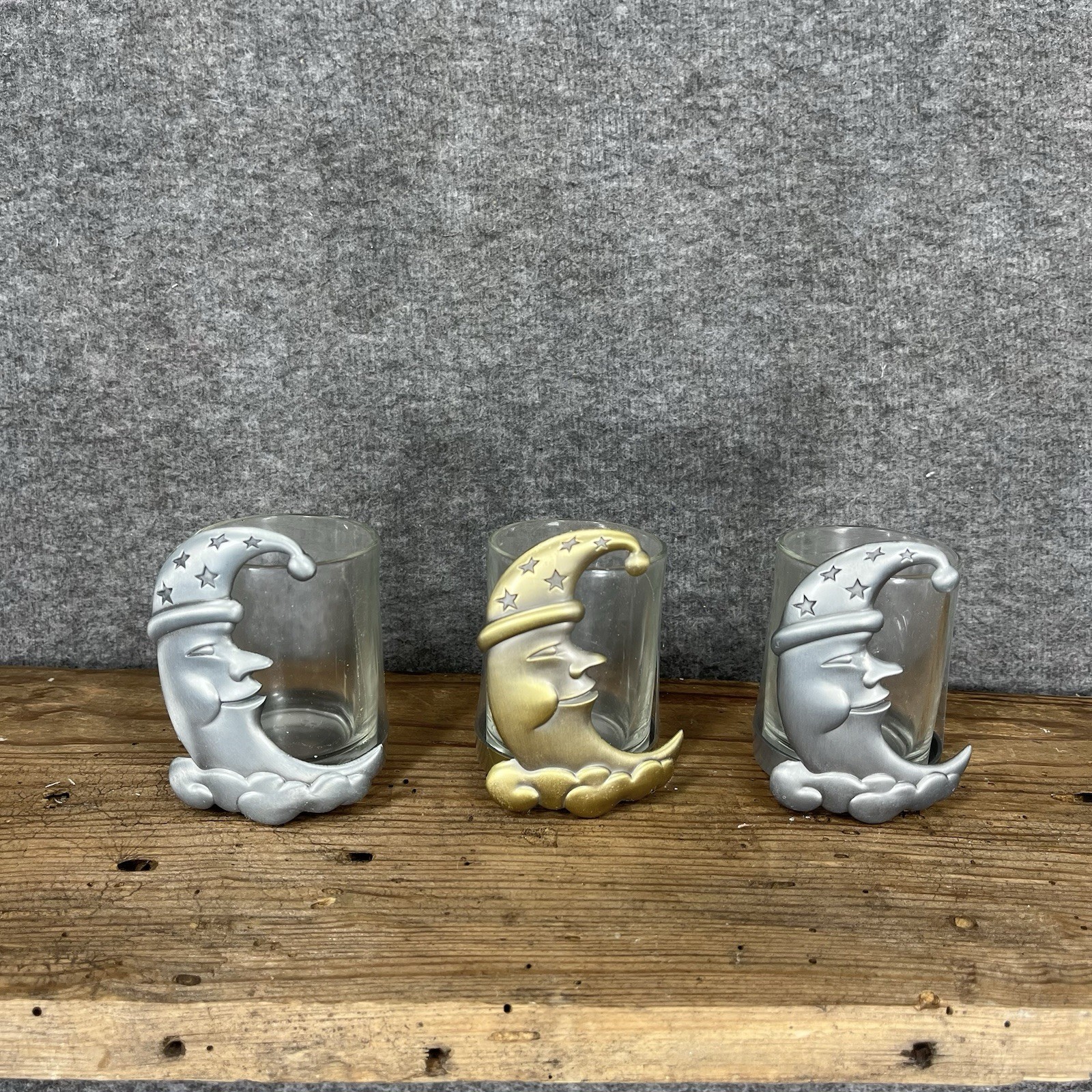 Metal And Glass Silver And Gold Set Of 3