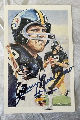Terry Bradshaw Signed 5”x7” Legends Postcard 90’s Auto Mounted Memories Steelers