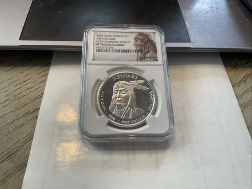 NGC 2016 Jamul Nation S$1 Abenaki Tribe New Hampshire Bobcat .999 Silver PF70