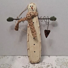 Rustic Primitive Wooden Snowman Ornament/Wall Hanging