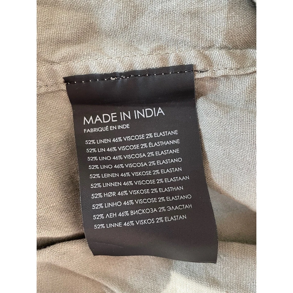 Club Monaco Standard Linen Blend Fit Mens Short Sleeve Button Up Shirt Size L - Image 4 of 4