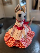     Vintage Felt 4" Christmas Mouse With Dress Ornament