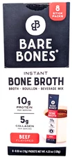 Bare Bones Instant Beef Bone Broth Sticks 8 Packets 4.23 Oz EXP 02/2027