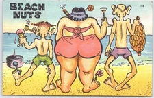 Vintage 1950 Beach Nuts Comic Postcard Sarasota Florida Humor
