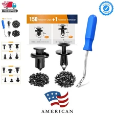 150 pcs Push-Type Bumper Fasteners Rivet Clips-2 Sizes Universal Auto Clips &...