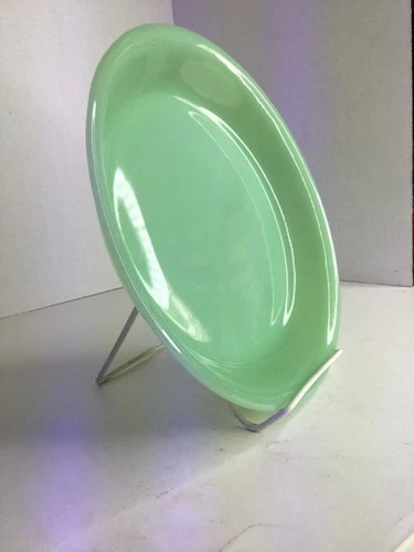 Fire King Jadeite 9" Pie Plate with reverse stamp and large block letters